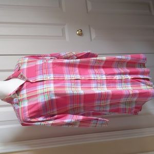 Lauren Ralph Lauren Women's Pink Plaid Long Sleeve Shirt Size Small Button Up